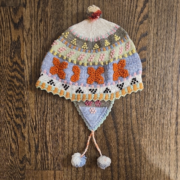 Other - Colorful Knit Kids Beanie with Pom-Poms
